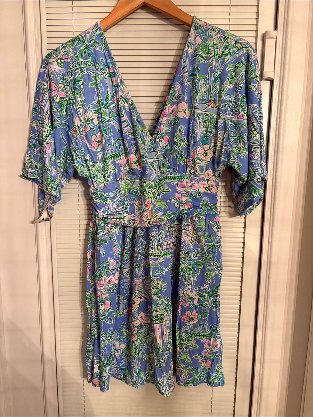 Lilly Pulitzer Blue Floral V-Neck Mini Dress